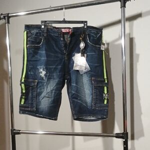 Smugglers Moon Stylish Denim Shorts with Neon Accents